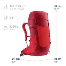 Deuter Wanderrucksack Futura 32 (für Mehrtageswanderungen, komfortables Tragesystem) rot - 32 Liter